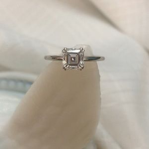 Asscher Cut Moissanite Ring Size 8.5